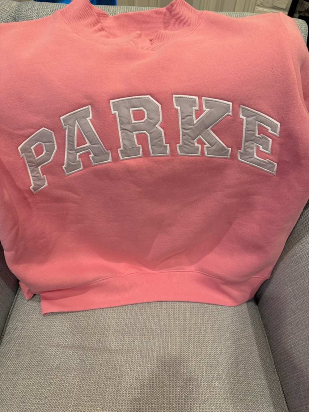 Parker Pink Crewneck Sweatshirt with White Appliqué